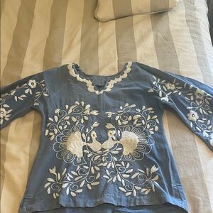 Embroidered Blue Kids Shirt